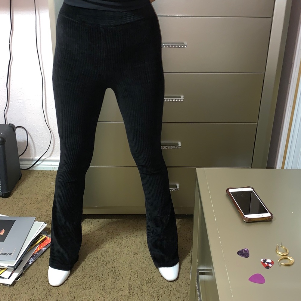 Black corduroy flared pants